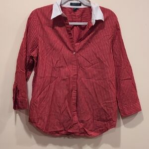 Ralph Lauren Red Striped Blouse with White Collar